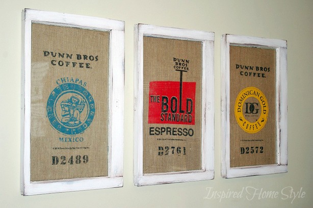 Coffee Sack Art ~ Simple DIY kitchen art project 