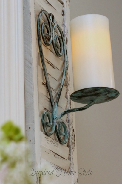 DIY Candle Sconce ~ trash to treasure distressed Shutter Sconces 