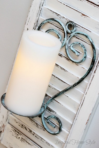DIY Candle Sconce ~ trash to treasure distressed Shutter Sconces 